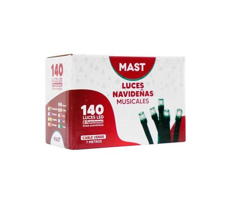 LUZ NAVIDEÑA 140 L LED MUSICAL BCO FRIO 