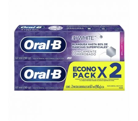 PACK ORAL-B PASTA DENTAL 3D WHITE 90G 