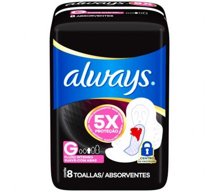 TOALLAS HIGIENICAS ALWAYS NOCTURNAS G 8 UNI