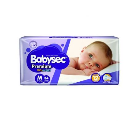 PAÑAL BABYSEC PREMIUM HIPER TAMAÑO M 34UN