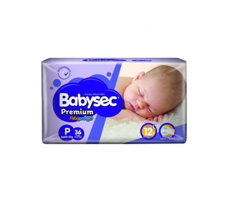 PAÑAL BABYSEC PREMIUM HIPER TAMAÑO P 36UN