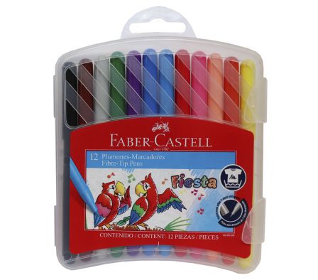 MARCADORES FABER FIESTA ESTUCHE 12 COLORES 