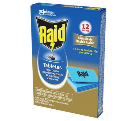 INSECTICIDA RAID TABLETA X 12 UNDS