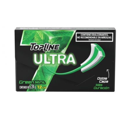 CHICLE TOPLINE 7 GREEN MINT 24GR