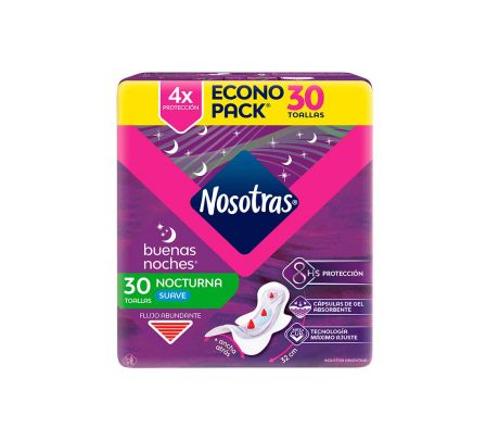 TOALLA FEMENINA NOSOTRAS BUENAS NOCHES 30 UNI