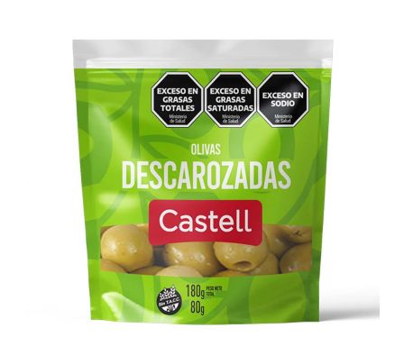 ACEITUNA CASTELL VERDES DESCAROZADAS DOYPACK 80GR