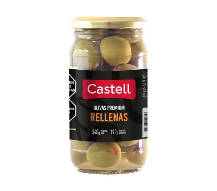 ACEITUNA CASTELL VERDES RELLENAS PREMIUM FCO 190GR