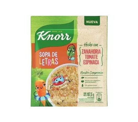 SOPA CREMA KNORR VEGETALES C/LETRAS 107.5GR