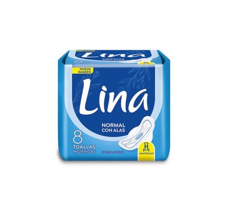 TOALLITA FEM. LINA NORMAL TELA C/ALAS 8UN