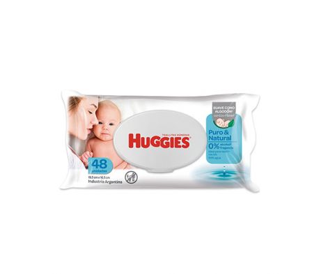 TOALLITA HUMEDA HUGGIES PURO Y NATURAL RN 48UN