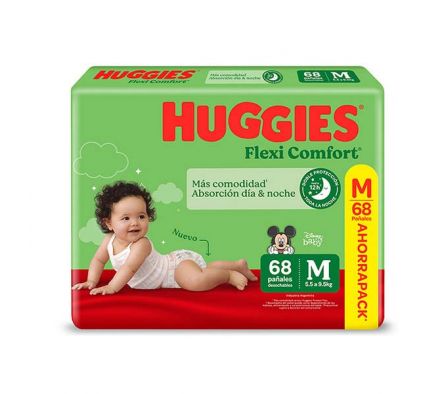 PAÑAL HUGGIES ACTIVE SEC TAMAÑO M 68UN