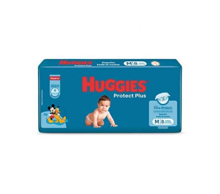 PAÑAL HUGGIES PROTECT PLUS TAMAÑO M REG 8UN