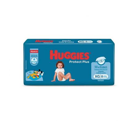 PAÑAL HUGGIES PROTECT PLUS TAMAÑO XG REG 8UN