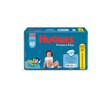 PAÑAL HUGGIES PROTECT PLUS TAMAÑO XG AHORROPA 52UN