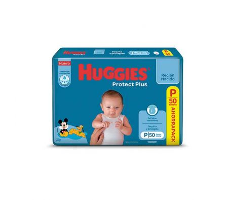 PAÑAL HUGGIES PROTECT PLUS TAMAÑO P AHORRA PAC 50U