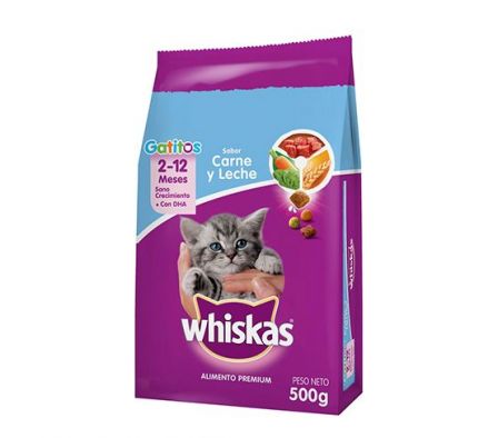 ALIM.P/GATO WHISKAS CARNE LECHE 500 GRS