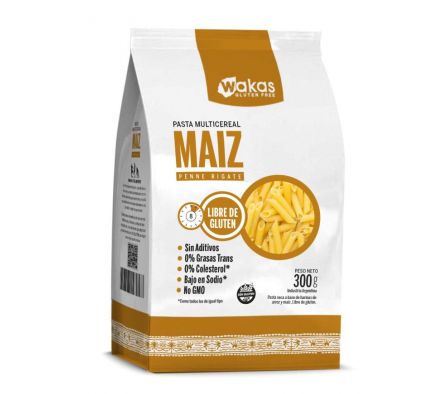 FIDEO PENNE RIGATE WAKAS S/GLUTEN DE MAIZ 300GR