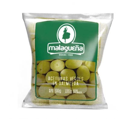 ACEITUNAS VERDES MALAGUEÑA C/CAROZO SACHET 190GR