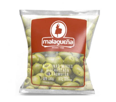 ACEITUNAS VERDES MALAGUEÑA DESCAROZADAS SACHET 190