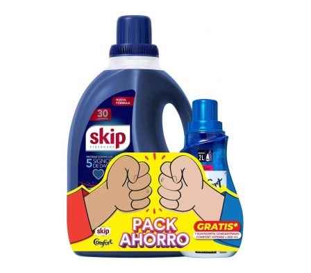 JABON LIQUIDO SKIP FIBERCARE BOTELLA 3L+SUAVIZANTE