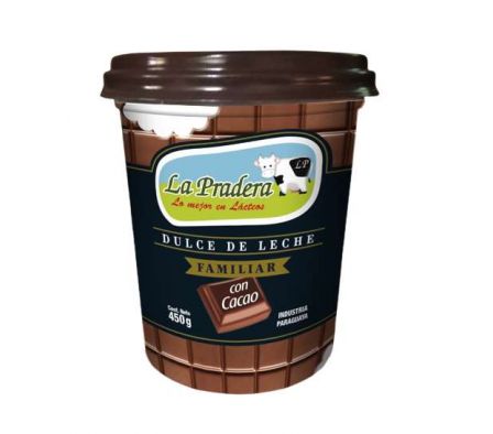 DULCE DE LECHE LA PRADERA C/ CACAO POTE DE 450 GR.