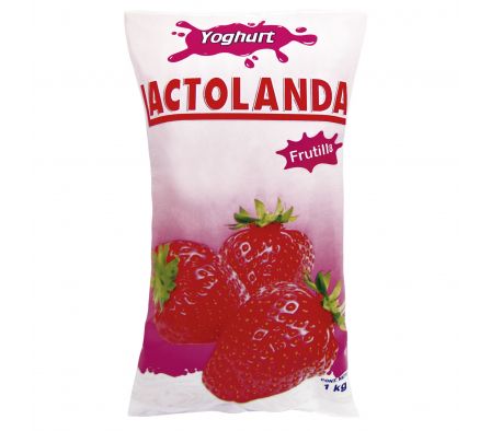 YOGUR LACTOLANDA FRUTILLA ENTERO SACHET 1L.