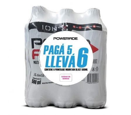 BEBIDA POWERADE MOUNTAIN 500ML LLEVE 6 PAGUE 5