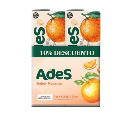 JUGO ADES NARANJA 1 LT PACK X2