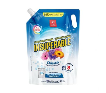 LÍQUIDO P/LAVAR ROPA INSUPERABLE CLÁSICO 800ML