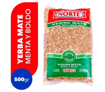 YERBA MATE NORTE MENTA Y BOLDO 500GR