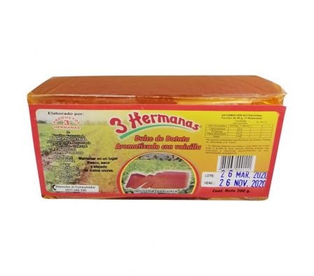 DULCE DE BATATA 3 HERMANAS EN BARRA 200GR
