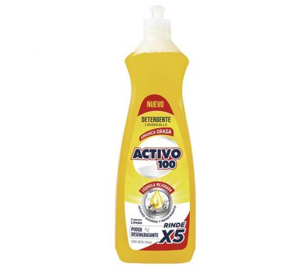DETERGENTE ACTIVO 100 ARRANCA GRASA LIMÓN 750 ML