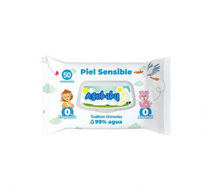 TOALLITA HUMEDA AGUBABY PIEL SENSIBLE 50 UND