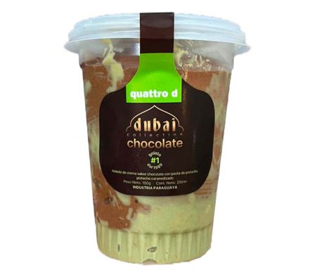 HELADO QUATTRO D CHOCOLATE DUBAI COPITA 175GR