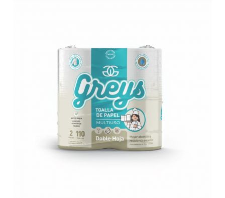 TOALLA DE PAPEL GREYS DOBLE HOJA 2 UN 