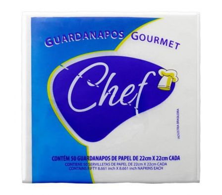 CHEF SERVILLETA D/PAPEL 22X22CM X 50UN REF 20866 