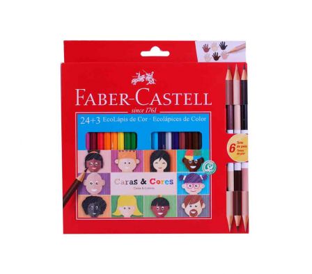 LAPIZ DE COLOR FABER ECOLAPIZ 24+3 CARAS Y COLORES