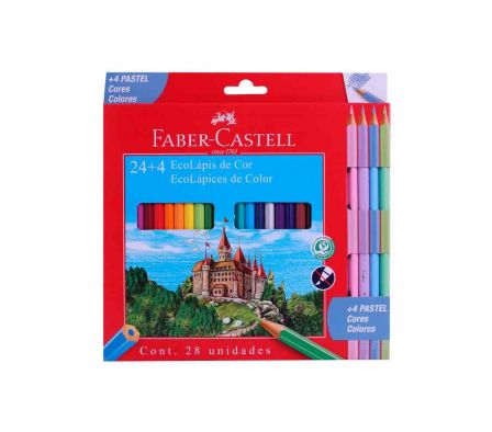 LAPIZ DE COLOR FABER 24+4 COLORES PASTEL 