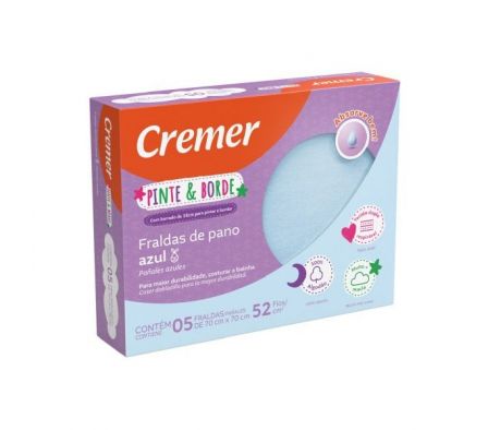 PAÑALES CREMER TELA PINTE Y BORDE 5 PZAS X 70CM