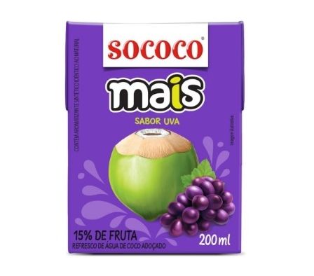 AGUA DE COCO SOCOCO SABOR UVA 200ML