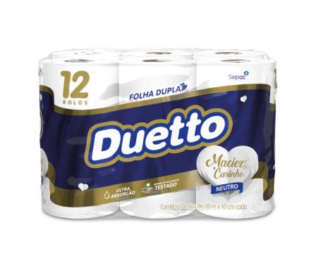 PAPEL HIGIENICO DUETTO NEUTRO DOBLE HOJA 12UN