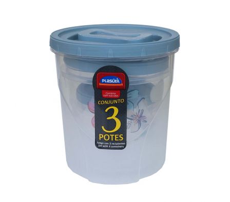 PLASUTIL SET POTES C/TAPA ROSCA DECO 3PZ REF 3707