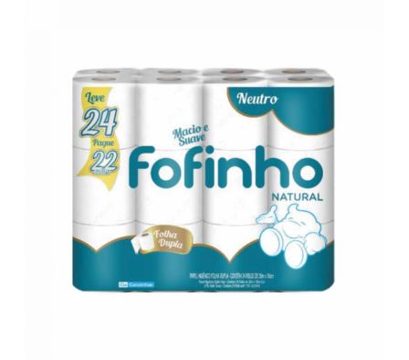 PAPEL HIGIENICO FOFINHO NATURAL DOBLE H 30 MTS X24