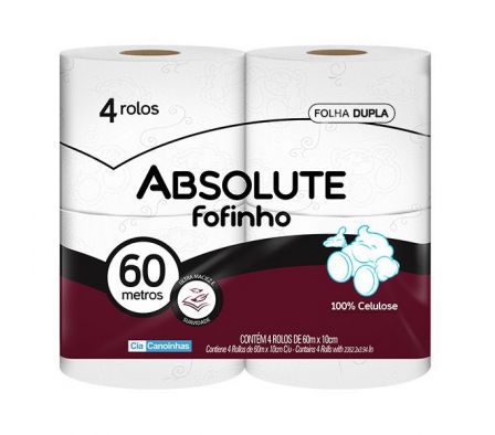 PAPEL HIGIENICO FOFINHO ABSOLUTE X4 ROLLOS 60 MTS