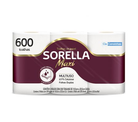 TOALLA SORELLA MAXI 600 HOJA DOBLE