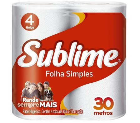 PAPEL HIGIENICO SUBLIME HOJA SIMPLE 30M 16X4 ROLLO