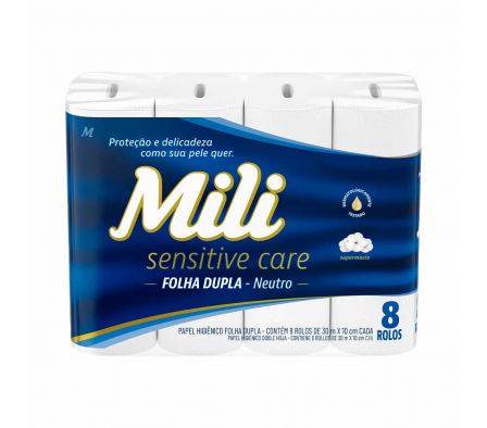 PAPEL HIGIENICO MILI DOBLE HOJA NEUTRO 30M 8UN