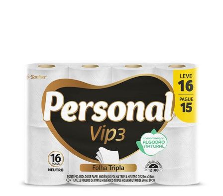 PAPEL HIGIENICO PERSONAL D.H. VIP TRIPLE HOJA 20M 