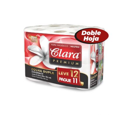 PAPEL HIGIENICO CLARA DOBLE HOJA 30M 12 UNI