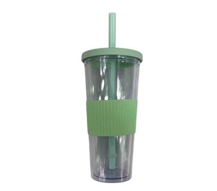VASO 700ML C/PAJITA PLASTICO REF